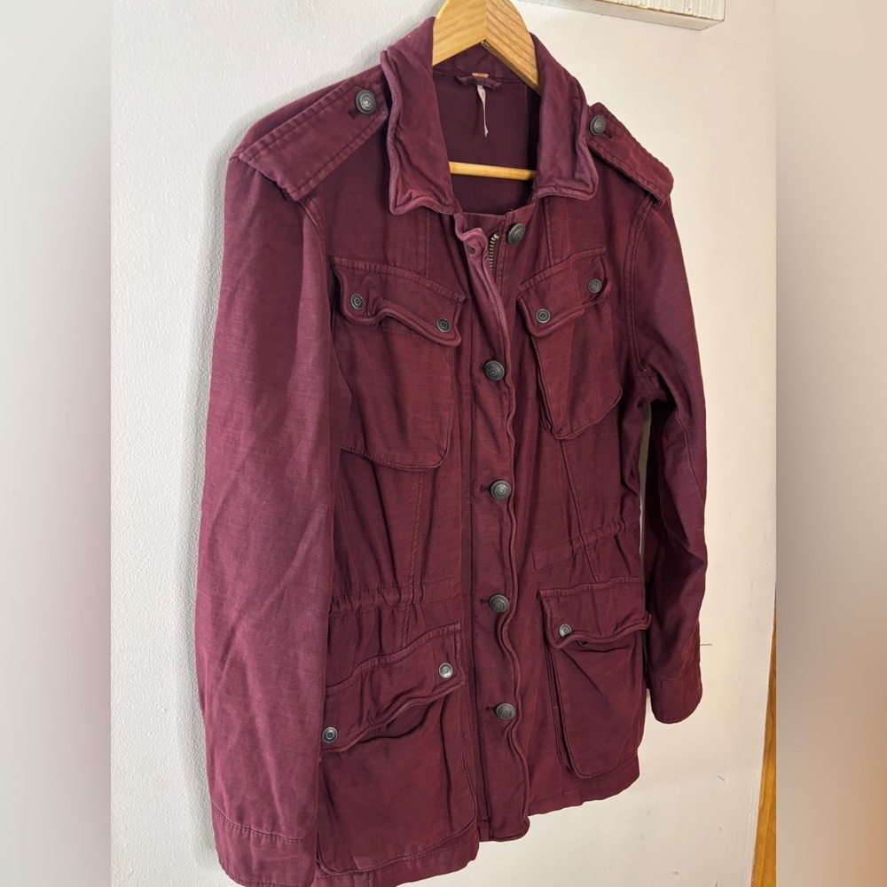 Free People Not Your Brothers Surplus Burgundy Utility Jacket - Picture 10 of 10